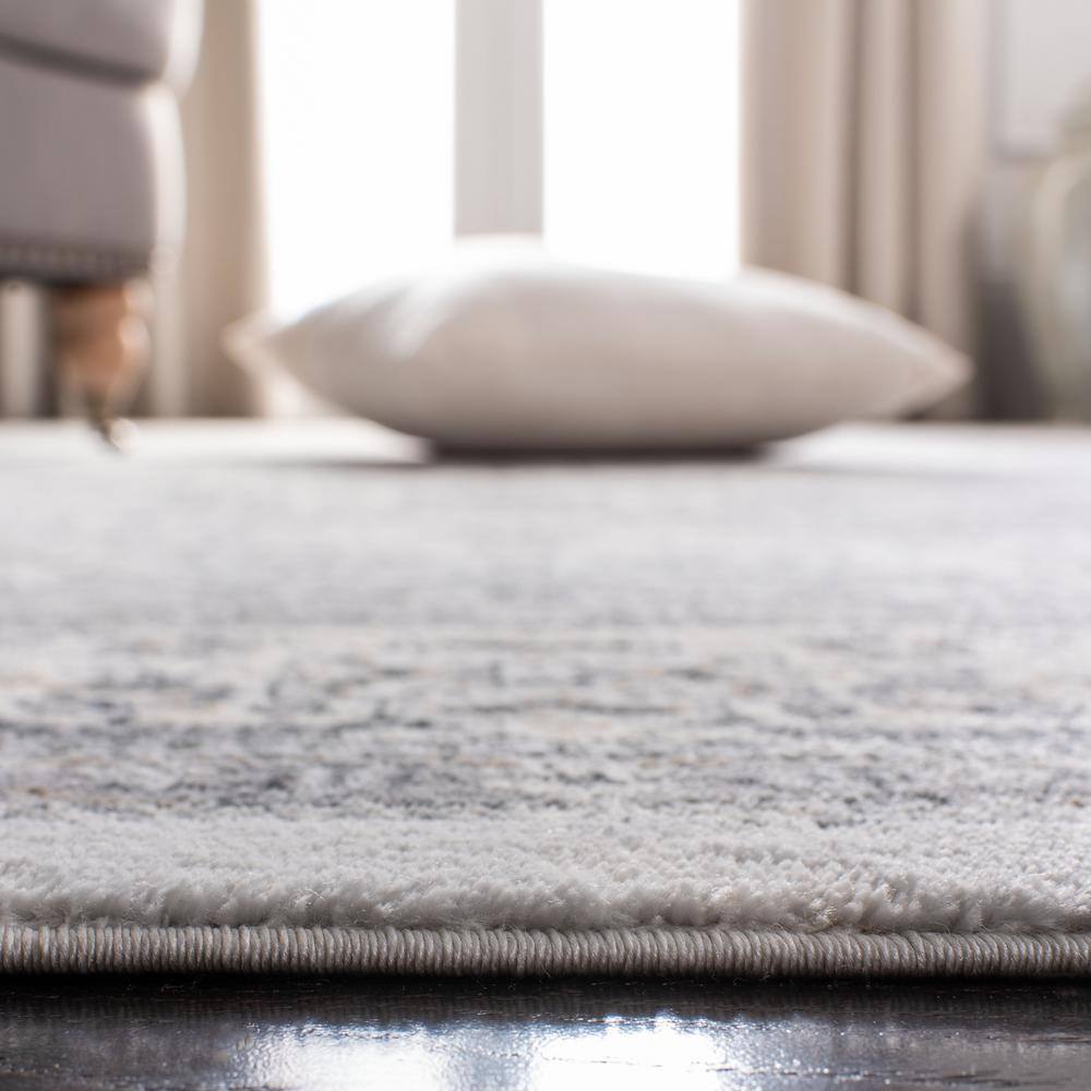 Isabella Dark Grey and Cream Synthetic Square Rug