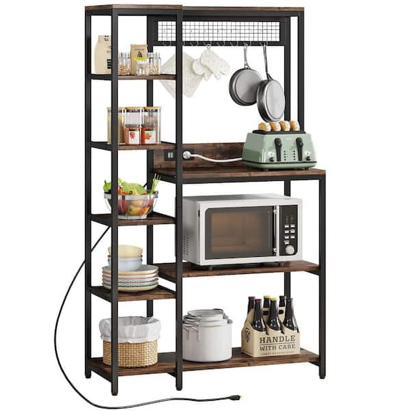 Kitchen Adjustable Storage Rack Countertop Microwave Oven Rack Oven Shelf  Rack Stand Organizer With 3 Hooks For Home Office