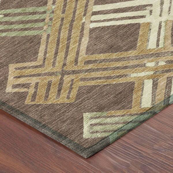 Chantille Machine Washable Indoor/Outdoor Abstract ACN2452 Chocolate 2 ft. x 7 ft. Runner Rug