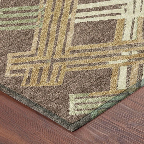 Chantille Machine Washable Indoor/Outdoor Abstract ACN2452 Chocolate 8 ft. x 10 ft. Area Rug