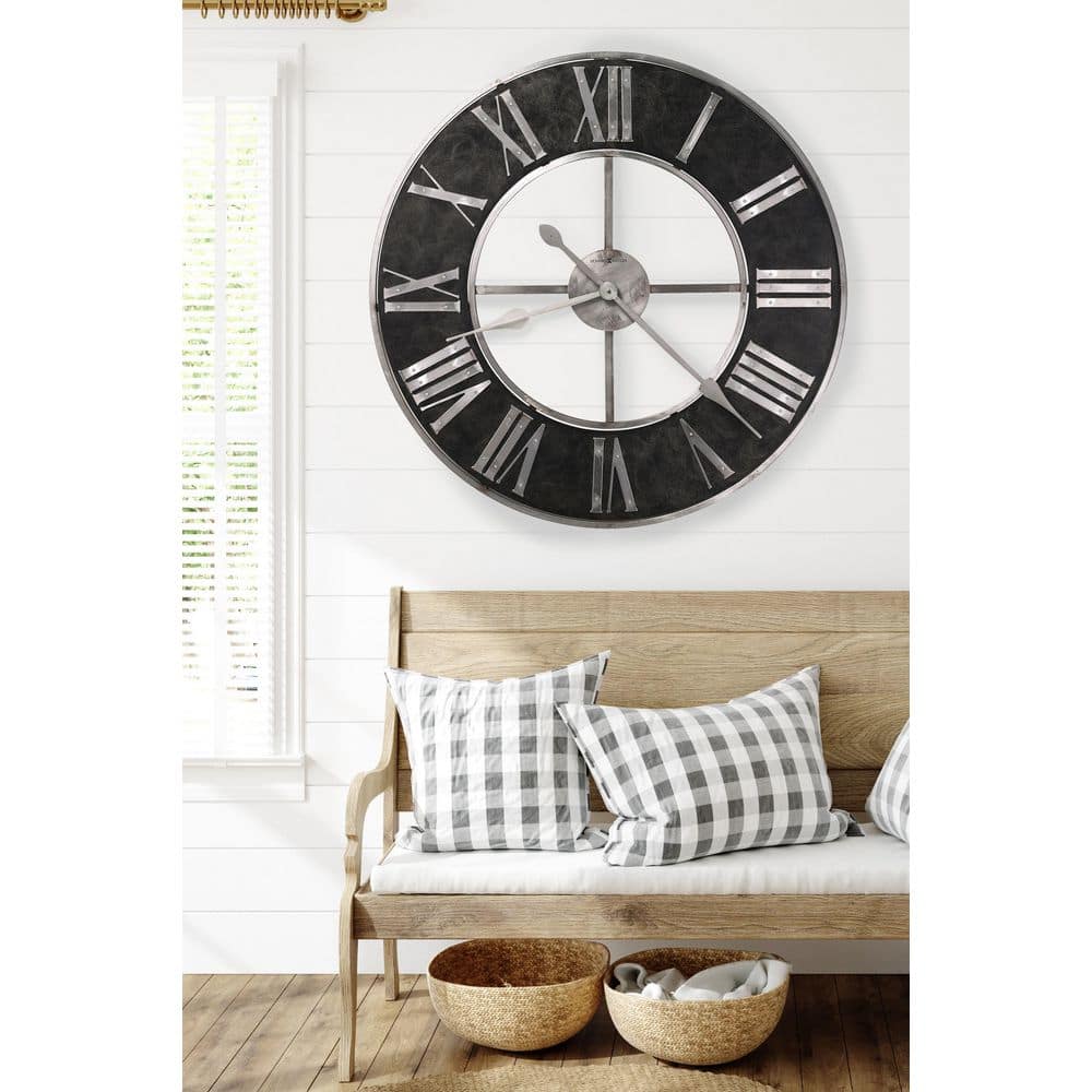 Dearborn 32" Black and Silver Metal Wall Clock