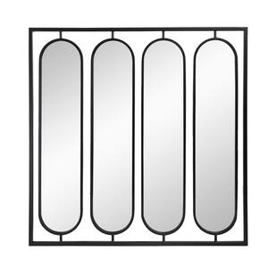 36 in. W x 36 in. H Modern Framed Wall Mirror with 4-Swivel Oval Mirror Home Decor for Living Room, Entryway