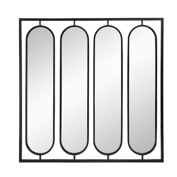 Unbranded 36 in. W x 36 in. H Modern Framed Wall Mirror with 4-Swivel Oval Mirror Home Decor for Living Room, Entryway