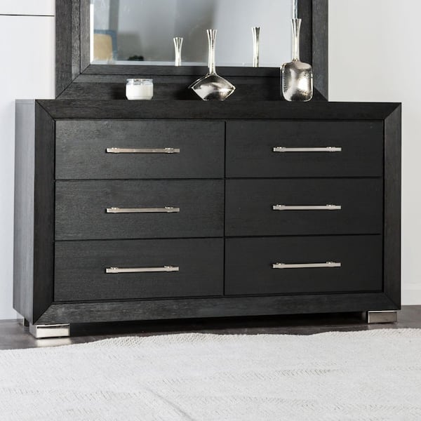 Furniture of America Loomier 6-Drawer Solid Wood Dresser in Black Furniture of America Loomier 6-Drawer Solid Wood Dresser in Black