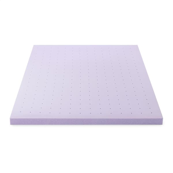 Mellow 3 in. Ventilated Memory Foam Mattress Topper with Lavender Infusion, Purple