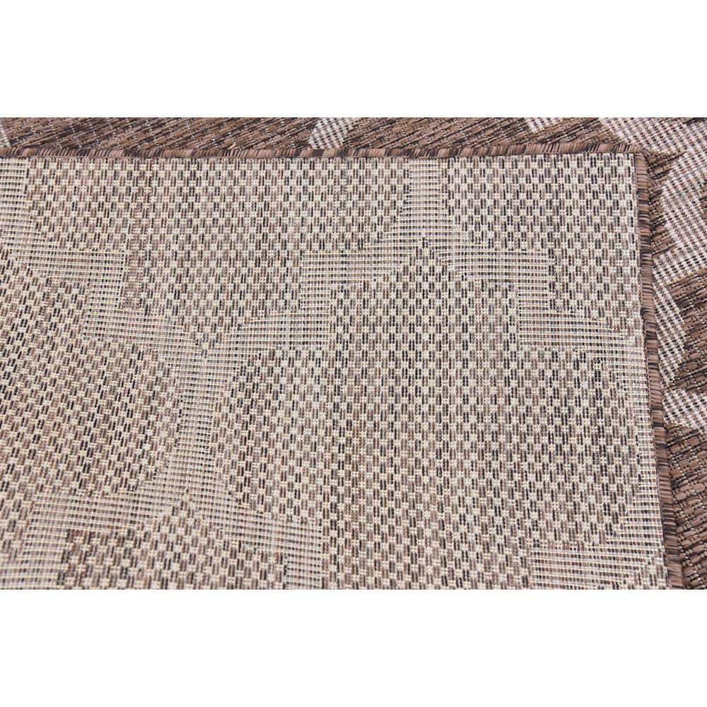 Rectangular Easy-Care Outdoor Lattice Brown Rug