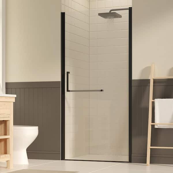 36 in. W x 72 in. H Pivot Frameless Shower Doors in Matte Black Finish with 1/4 in. (6mm) SGCC Tempered Glass