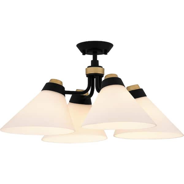 Quoizel Graft 24.5 in. 4-Light Matte Black Semi-Flush Mount