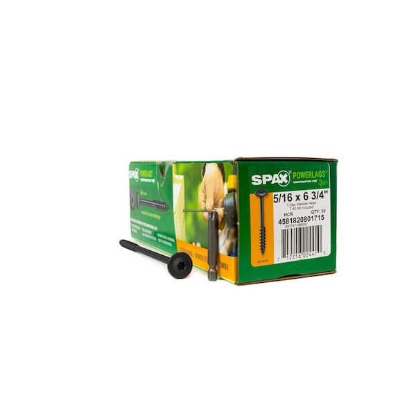 SPAX 5/16 in. x 6-3/4 in. Exterior Washer Head Structural Wood Lag Screws Powerlags Torx T-Star (50 Each) Bit Included
