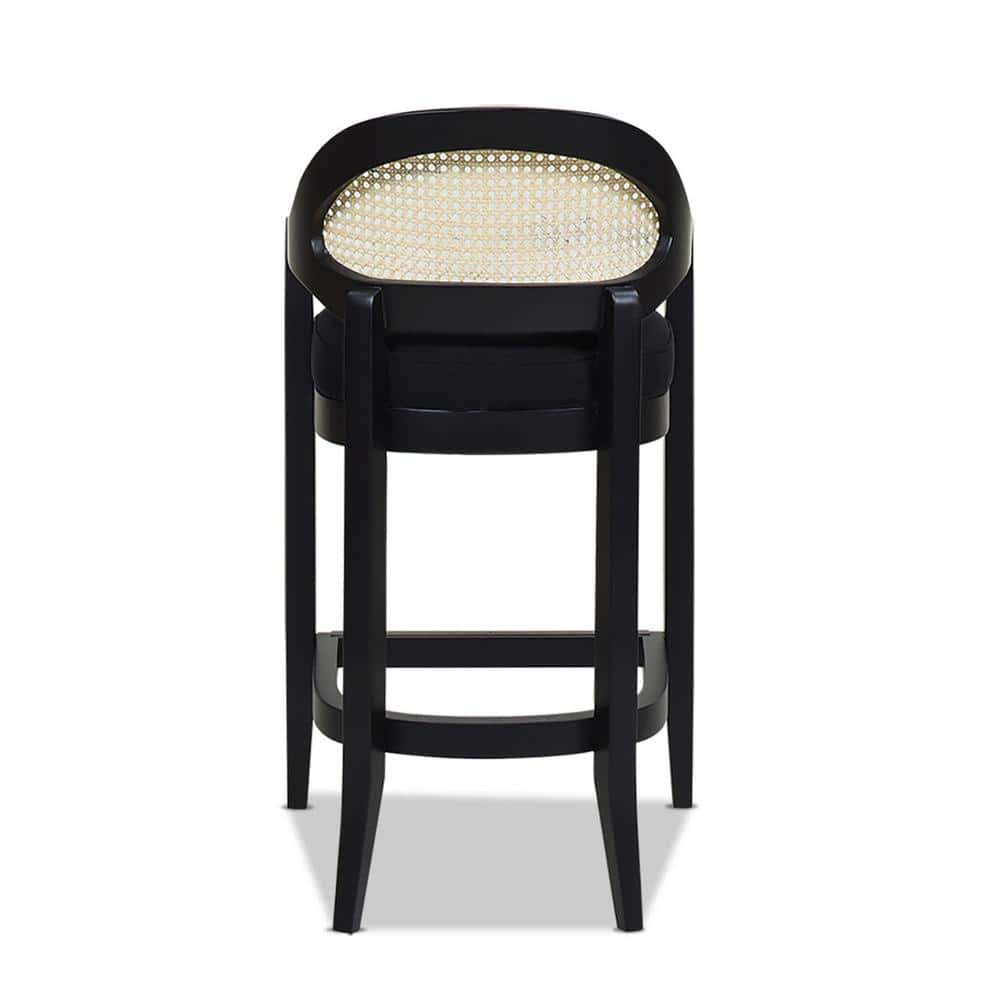 Americana 36.5" Black Oak Wood Cane Back Bar Stool