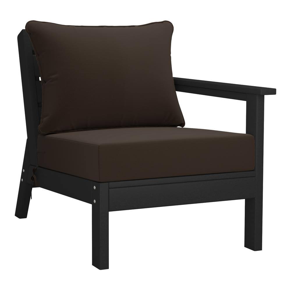 Birchwood Outdoor Patio Deep Seating Right Facing Arm HDPE Lounge Chair in Black with Brown Cushions price history on PriceWatchPro