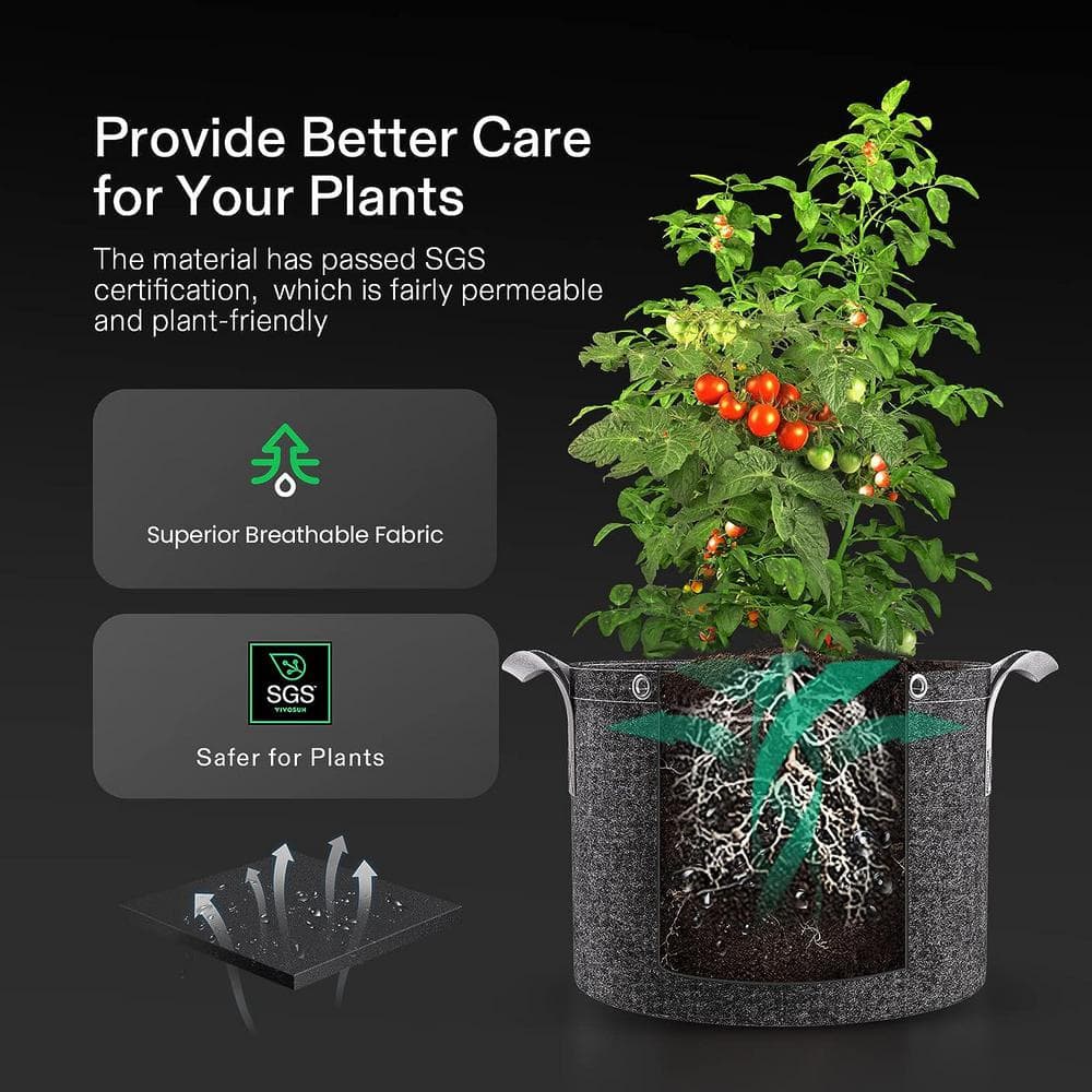 10 Gallon Black Nonwoven Fabric Grow Bags with Handles