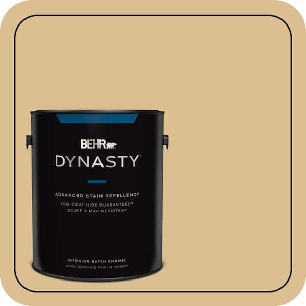 BEHR DYNASTY 1 gal. #340F-4 Expedition Khaki Satin Enamel Interior Stain-Blocking Paint and Primer
