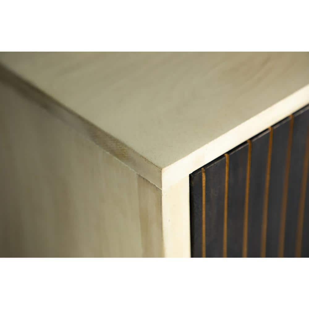 White Washed and Black Mango Wood 2-Door Accent Cabinet