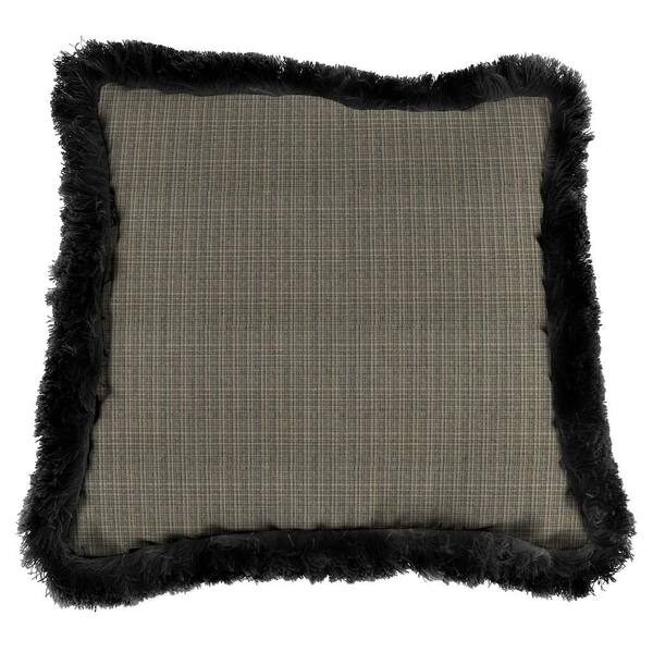 Jordan Manufacturing Sunbrella Surge Charcoal Square Outdoor Throw Pillow with Black Fringe