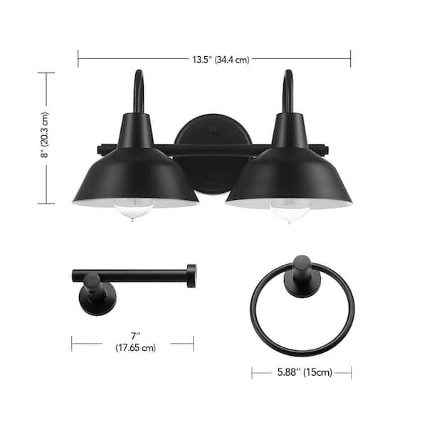 2 light matte black store vanity light