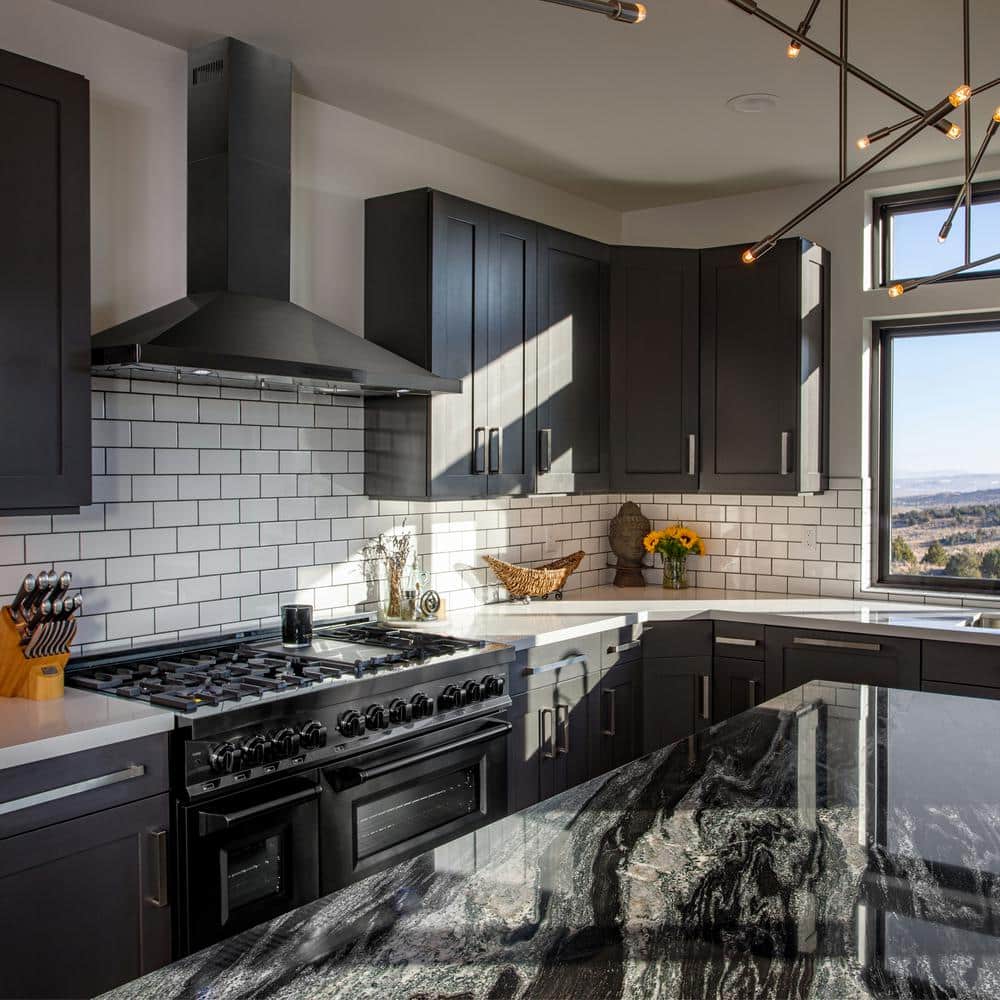 42-Inch Black Stainless Steel Convertible Wall Mounted Range Hood