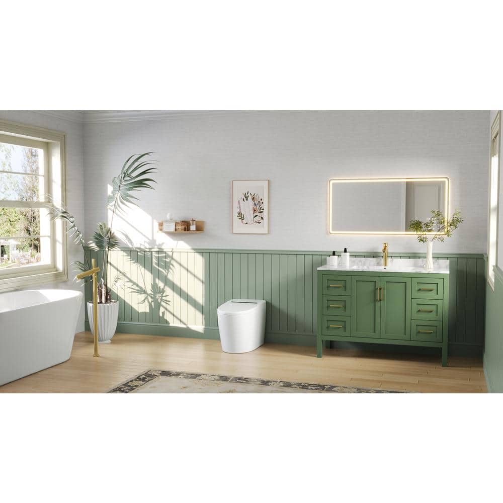 White Elongated High Efficiency Smart Toilet with Heated Seat