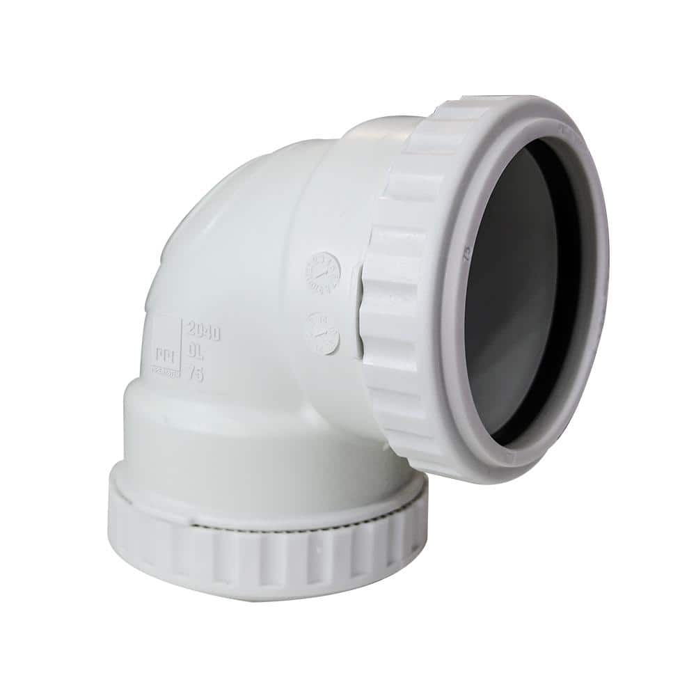 PPI 3 in. Glueless Soundproof DWV Elbow 90Degree PushTighten
