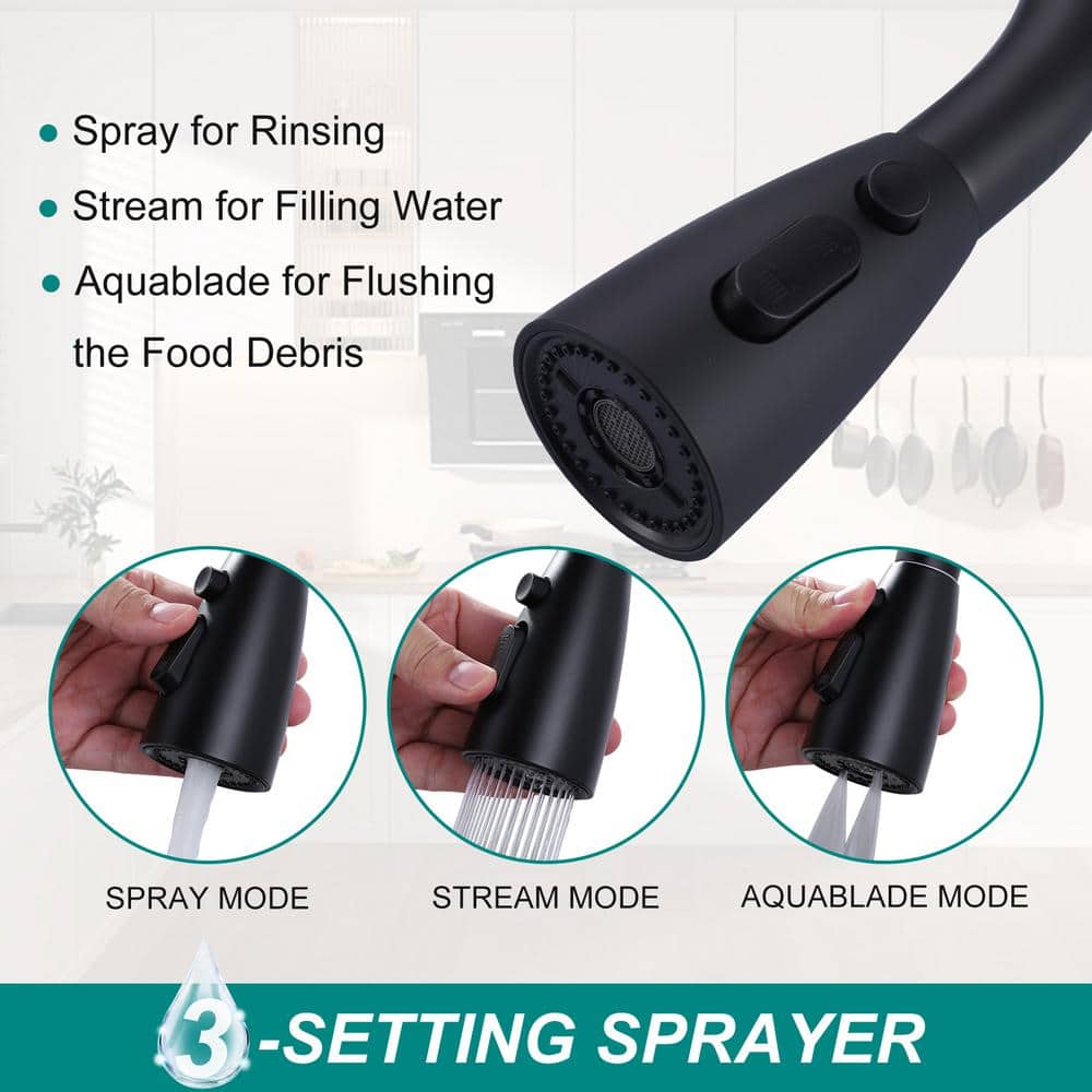 Matte Black Touchless Pull-Down Kitchen Faucet with Spray