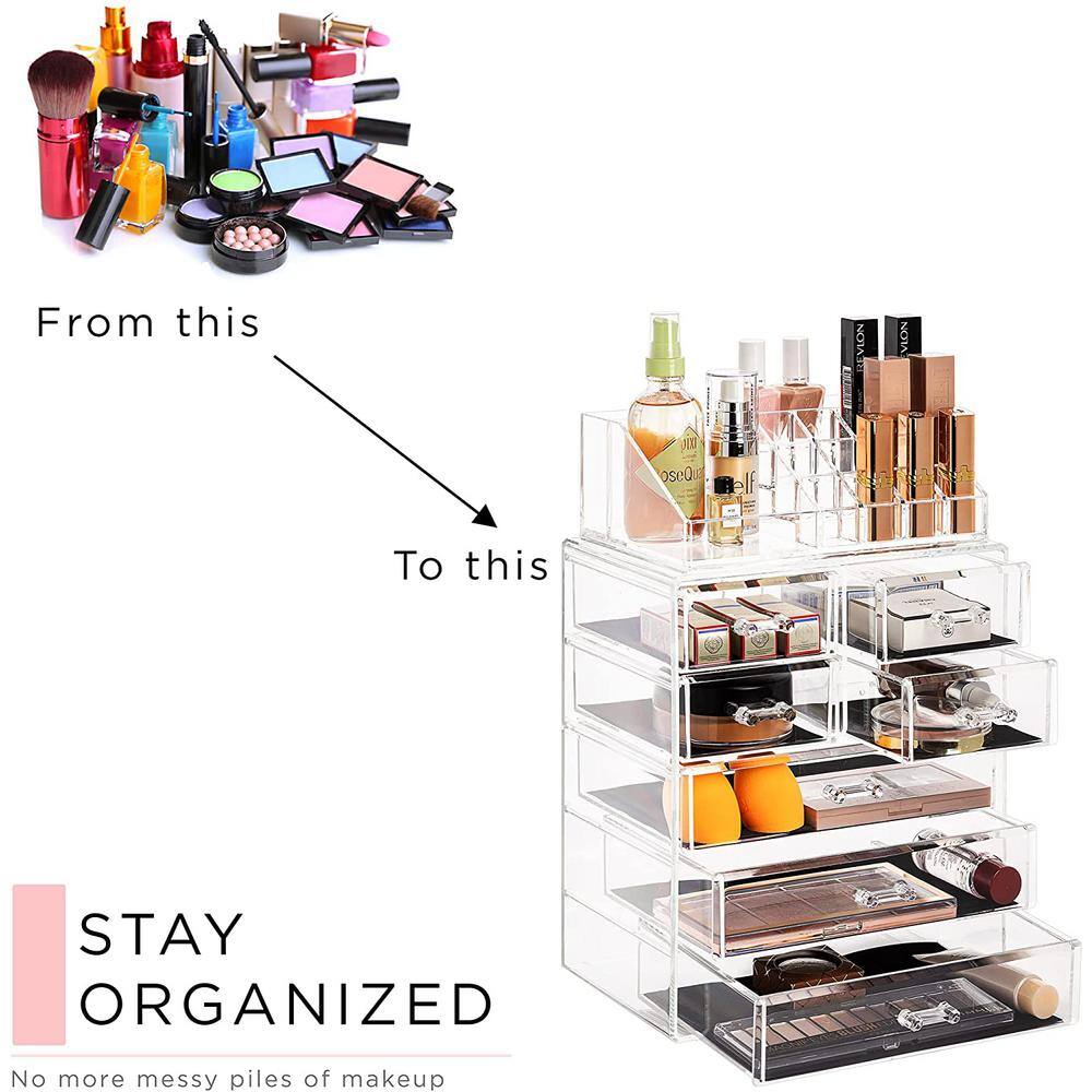 Clear Acrylic Makeup Organizer with 7 Drawers and 16 Slots