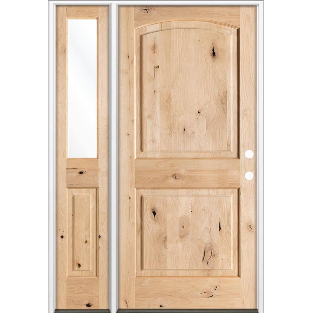 44 in. x 96 in. Knotty Alder 2-Panel Arch-Top Left-Hand/Inswing Clear Glass Unfinished Wood Prehung Front Door with LHSL price history on PriceWatchPro