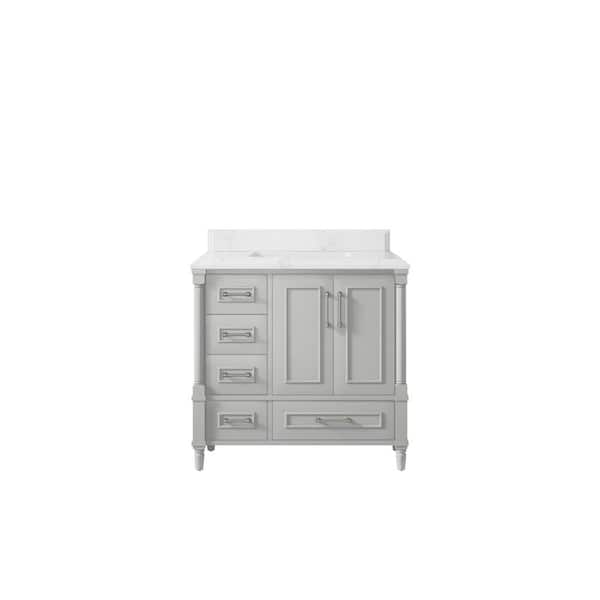 Willow Collections Hudson 36 in. W x 22 in. D x 36 in. H Single Sink Bath Vanity Center in Gray with Cove Edge Empira Quartz Top