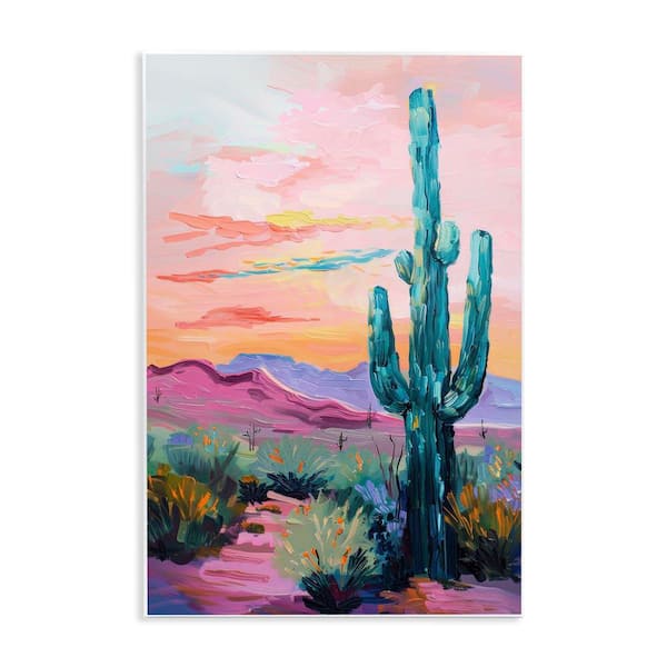 Stupell Industries Looming Cactus Pastel Sky by Petal Prints Design Unframed Nature Graphic Art Print 15 in. x 10 in.