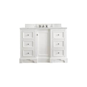 De Soto 48 in. W x 23.5 in. D x 36.3 in. H Bathroom Vanity in Bright White with Ethereal Noctis Quartz Top