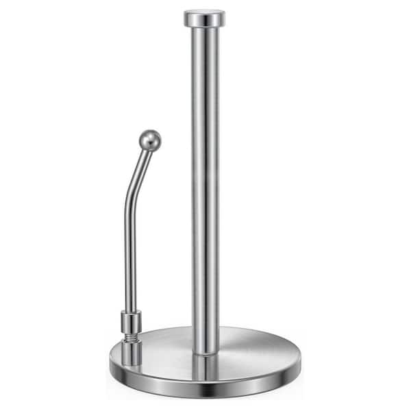 Aoibox Stainless Steel Paper Towel Holder Standing Weighted Base Non Slip for Home Kitchen Countertop Tabletop in Silver