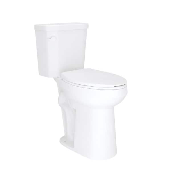 21 in. Extra Tall 2-Piece 1.28 GPF Single Flush Elongated Raised Toilet in White, Seat Included