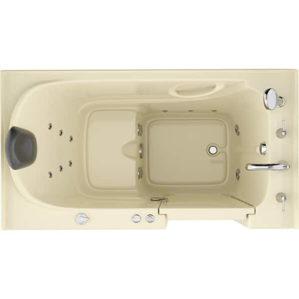 Safe Premier Series 32 in. L x 60 in. W Whirlpool Bathtub with Right Drain in Biscuit with Fast Filling Faucet Set