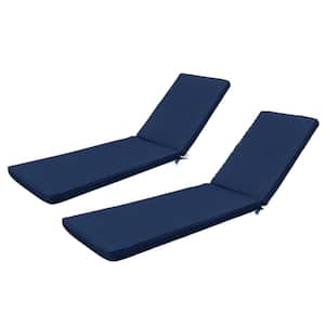 2Pcs 74.41 x 2.76 Outdoor Chaise Lounge Replacement Cushion, Patio Funiture Seat Lounge Chair Cushion in Navy Blue