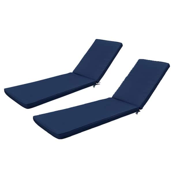Unbranded 2Pcs 74.41 x 2.76 Outdoor Chaise Lounge Replacement Cushion, Patio Funiture Seat Lounge Chair Cushion in Navy Blue