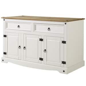 Classic Cottage Series Corona Snow Solid Wood Top 52 in. Buffet Sideboard with Drawers