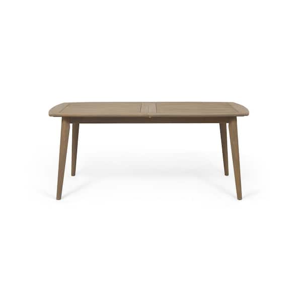 Unbranded Acacia Wood Outdoor Dining Table, Extendable, for Patio, Garden, Backyard, Grey