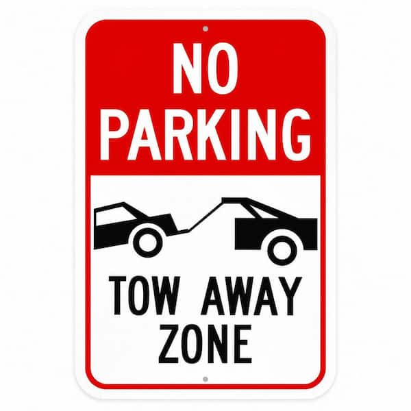1 Pack 18 in. x 12 in. Aluminum Reflective No Parking Tow Away Zone Sign Rust Free UV Resistant Weatherproof