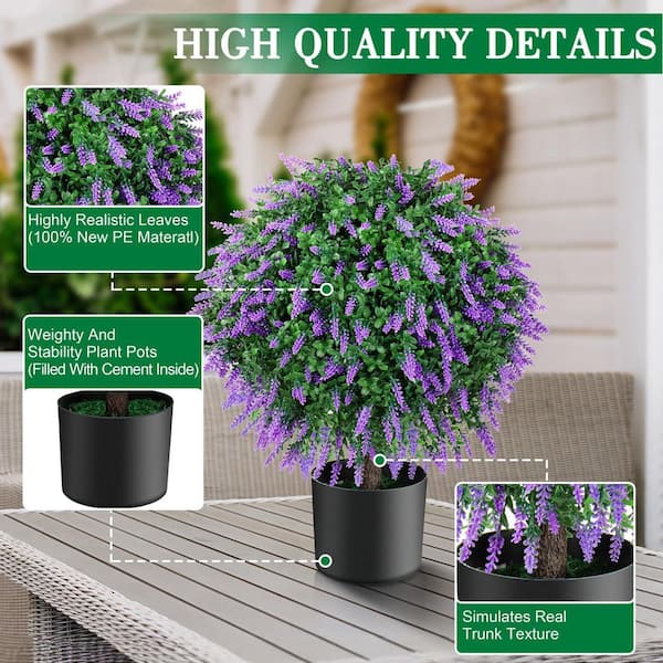 18 in. Lavender Series Purple Indoor/Outdoor Artificial Shrub Set
