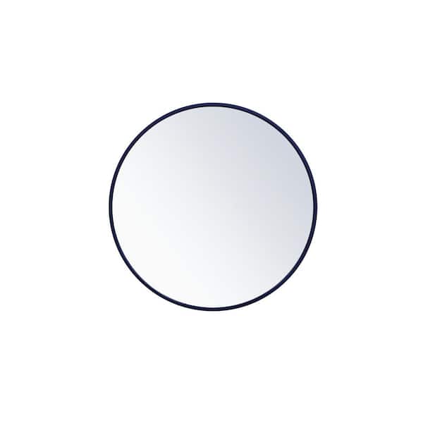 Unbranded Medium Round Blue Modern Mirror (24 in. H x 24 in. W)