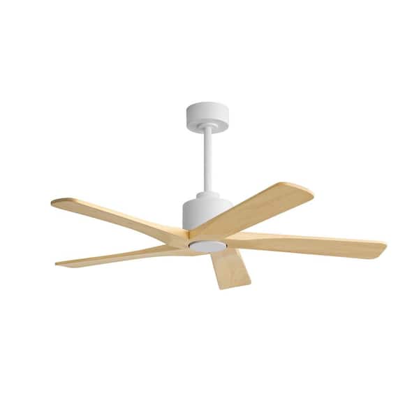 MLiAN 48 in. (4 ft. ) 5-Blades Indoor White and Wood Color Solid