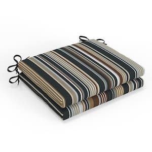 Stripe 18.5 in W x 3 in H Square Outdoor Chair Seat Pad with Ties 2-Count in Black Multi Labrisa Rattan