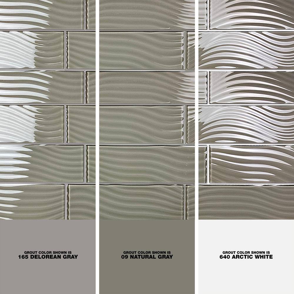 Beige Glossy Textured Glass Subway Wall Tile 4x12