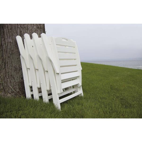 POLYWOOD Nautical Highback Sand Plastic Outdoor Patio Dining Chair