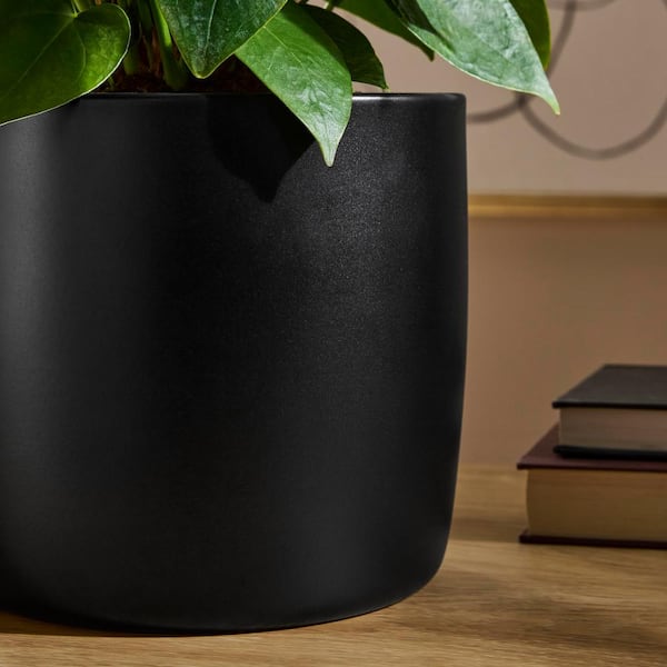 Vigoro Elaina Medium Black Indoor Ceramic Planter (8.3 in. L x 8.3