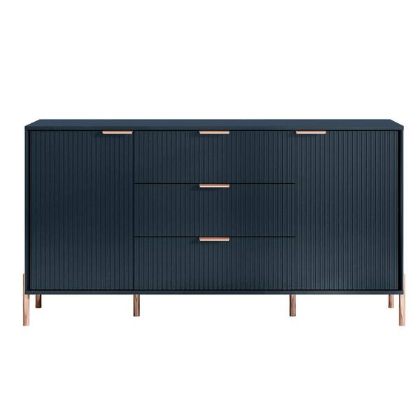FESTIVO Modern Elegance Navy 3-Drawers with 2-Adjustable Shelves Cabinet 58  in. Wild Dresser with Stylish Rose Gold Metal Handle FDR23143 - The Home  Depot