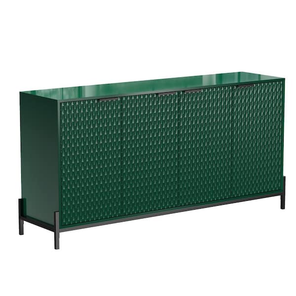 Boyel Living Green 31.5 in. H Modern Four Door Storage Cabinet with High-gloss Finish, Featuring Iron Handles