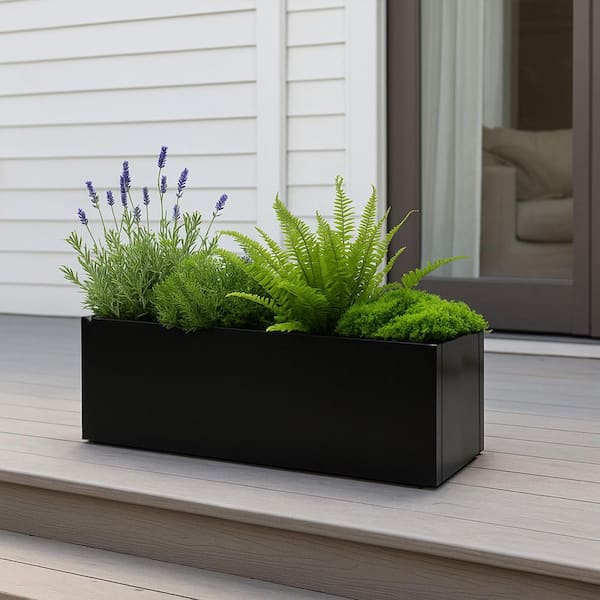 KOZYARD 38 Lx15 Wx16 in. H Large Rectangular Planter Meta Planter