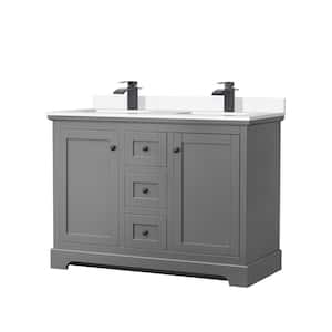 Avery 48 in. W x 22 in. D x 35 in. H Double Bath Vanity in Dark Gray with White Cultured Marble Top