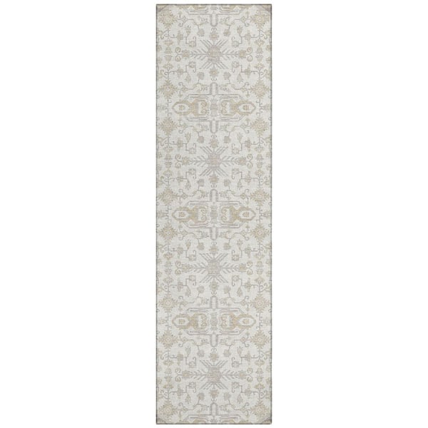 Chantille Machine Washable Indoor/Outdoor Abstract ACN3050 Ivory 2 ft. x 7 ft. Runner Rug