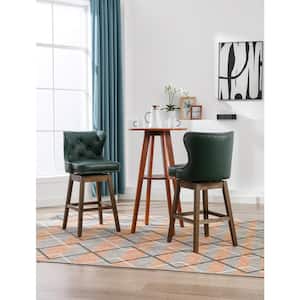 26.77 in. Emerald Faux Leather High Back 360 Swivel Wood Frame Cushioned Bar Stool (Set of 2)